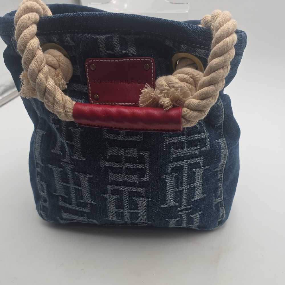 Tommy Hilfiger Blue Denim Tote with Red Accent